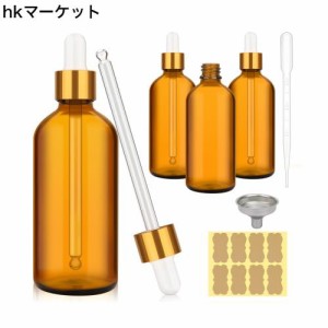 ComSaf 遮光瓶 スポイト 100ml アロマ用遮光瓶 遮光ビン アロマオイルボトル 精油ボトル 茶色 4本