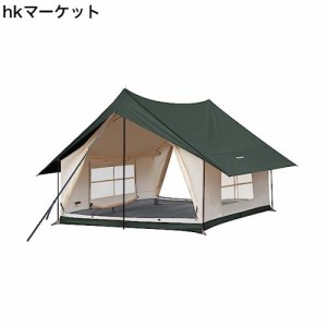 KingCamp ロッジ型テント キャンプ ファミリーテント 3〜5人用 360°視野 大型テント 防虫 通気 UVカット 耐水 アウトドア ホテルテント 