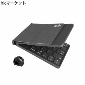 Ewin Bluetooth 新型 キーボード 折りたたみ式 超軽量 薄型 レザーカバー 手帳型 ワイヤレスキーボード USB 薄型 IOS/Android/Windows に