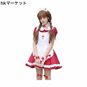 [RPFLQ] メイド服 コスプレ 4色展開 ハロウィン 仮装 ブラック レッド ブルー ピンク レディース エプロン 衣装 半袖 可愛い 萌え イベン