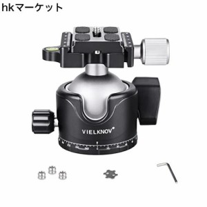 VIELKNOV 46mm 低重心 ボール雲台 アルミ 360度回転 ボールヘッド パノラマ アルカスイス互換 クイックシュー 自由雲台 3/8”-1/4”ネジ