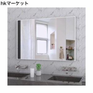 BEAUTME 洗面鏡 浴室鏡 壁掛け鏡 姿見鏡 全身鏡 アルミ 壁掛けミラー おしゃれ 鏡 洗面所 化粧 玄関 お風呂 ウォールミラー 白い,91.5x61