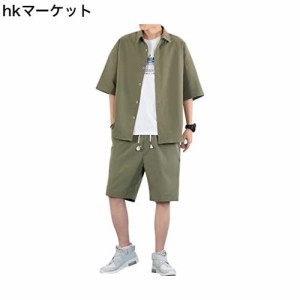 [Sillictor] 夏服 メンズ 上下セット 半袖 カジュアル シャツ + ハーフパンツ セットアップ おしゃれ tシャツ ショットパンツ 上下 セッ