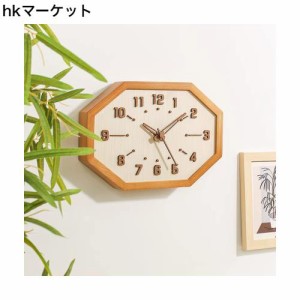 Danmukeji 壁掛け時計 おしゃれ 人気 時計 かわいい 天然木製 八角形 時計 3D立体数字 見やす 壁掛け 置き時計 卓上時計 北欧デザイン 連