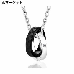 KRKC＆CO リングネックレス メンズ ペンダントトップ チェーンネックレス ダブルリング サージカル ステンレス ペアネックレス 男女兼用 