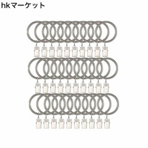 Goowin カーテンリング カーテンフック 38mm 金属製 クリップ リングランナー (シルバー, 30)