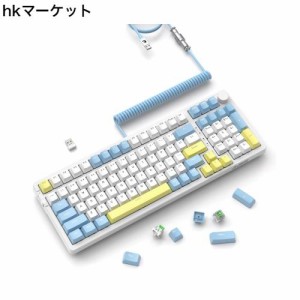 【海塩レモン】AJAZZ AK992メカニカルキーボード ワイヤレス/Bluetooth/2.4Ｇ/有線Type-C ゲーミングキーボード 無線 カスタム化青軸 - 