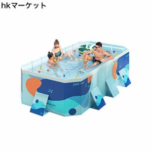 OMATA 【2024新改良 工場直売 非膨張式プール】新デザイン プール ビニールプール 空気入れ不要 大型 子供用プール 家庭用 長方形のプー