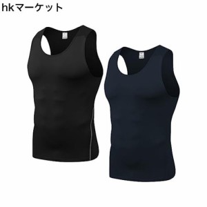 [HomyComy] タンクトップ メンズ トレーニング 2枚組 吸汗速乾 フィットネス Tシャツ スポーツ 筋トレ スポーツウェア