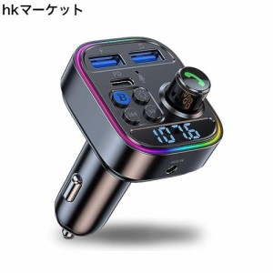 Seefox FMトランスミッター Bluetooth 5.3 車載充電器 PD30W 急速充電 + 2.4A 2ポート対応 USBメモリ対応 AUX入力 音楽再生 LEDディスプ