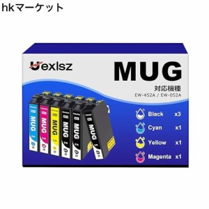 MUG-4CL インク マグカップ (EPSON)用 マグカップ インク エプソン 対応 MUG 4色 + MUG-BK 黒*2（合計6本セット） Epson EW-452A インク 