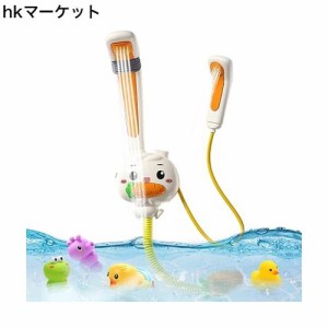 お風呂 おもちゃ HOLYFUN 水遊び 玩具 ウサギの形 シャワーヘッドおもちゃ ゼンマイ式 泳ぐお風呂おもちゃ 動物認知 強力な吸盤付き 3段