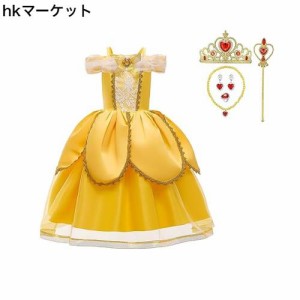 [LOPUCK] プリンセスドレス 子供 コスプレ 衣装 キッズ ワンピース ベル風 ドレス コスチューム 仮装 変装 誕生日 クリスマス ハロウィー