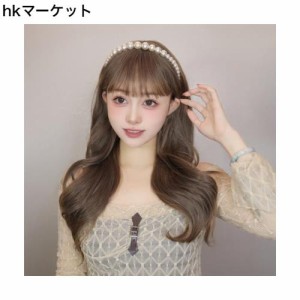 Haircube ウィッグ セミロング 巻き髪 ぱっつん前髪 レディース フルウィッグ パーマ 小顔効果 ファッション ミディアム 可愛い 仮装 耐