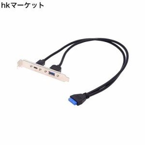 cablecc 5Gbps 19/20ピン USB3.0 マザーボード デュアルポート USB 3.0 ＆ USB-C Type-C メス PCI-E バックパネルケーブル 50cm