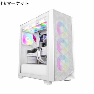 PCCOOLER CPS C3D510 ARGB PCケース ATX ミドルタワー,白 非常に通気性の高い メッシュメタルフロントパネル エアフローE-ATX/M-ATX/ITX 