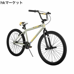 HILAND 24 26インチ BMX自転車 フリースタイル 初心者向け 練習用bmx 街乗り対応ブレーキ付き 街乗り 子供用 大人用 キックスタンド付き 