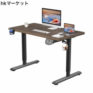 Dripex 電動昇降式デスク 幅110cm コンパクト 人間工学 静音 スタンディングデスク 無段階自動昇降 簡単組立 (110 x 60 cm, クルミ色)