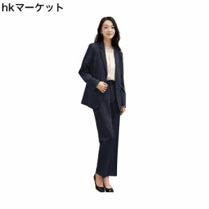 [Yino] イノ スーツ レディース セットアップ パンツスーツ 2点セット ジャケット＋ストレートパンツ ウエストゴム 洗える 着?せ おしゃ