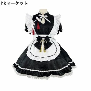 [CAWILXHA] メイド服 チャイナワンピース 中華風 コスプレ仮装 かわいい高校生 人気 入学式 文化祭 コスチューム（半袖、XXL）