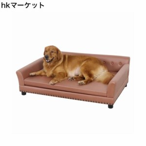 BingoPaw 大型犬用ソファーベッド 合皮 足付き 特大 120cm 中型犬 2匹用 防水 大きいサイズ 高級 高さ有り ひんやり 豪華 レザー おしゃ