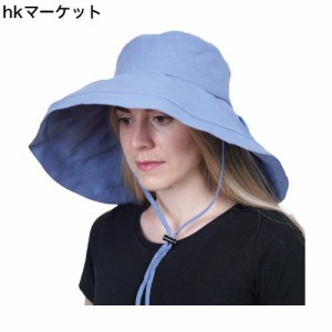 [サンレニンぐ] UVカット 帽子 レディース 吸汗速乾 サイズ調節 つば広 ハット 綿 麻 小顔効果 日焼け防止 紫外線対策 接触冷感 完全遮光