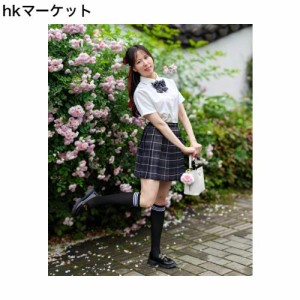 [Yomuasf] JK 制服 プリーツスカート コスプレ チェック柄 学生服 JKスクール制服 上下セット セーラー服 半袖シャツちょうネクタイ正統