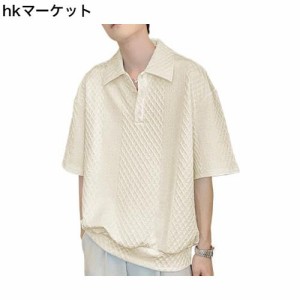 [TickElf] ポロシャツ メンズ 半袖 tシャツ トップス ショートスリーブポロシャツ ボタンダウン カジュアル(XL,カーキ
