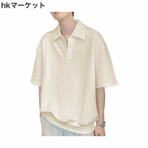 [TickElf] ポロシャツ メンズ 半袖 tシャツ トップス ショートスリーブポロシャツ ボタンダウン カジュアル(M,カーキ