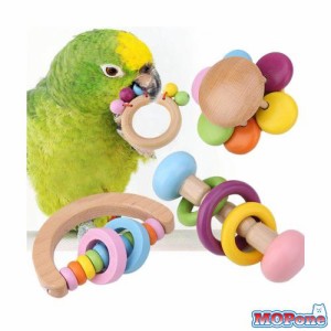 4個セット バードトイ 鳥おもちゃ オウム おもちゃ インコ おもちゃ 鳥用 止まり木 木製 遊び場 咀嚼玩具 インコ 文鳥 ストレス解消 知育