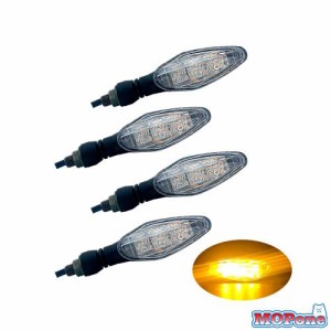 MGM ターンシグナル Eマーク認証 車検対応 4個 セット バイク用 汎用 LED 高輝度 ウインカー 12V 川崎 本田 ヤマハ 鈴木 (クリア/４個, 