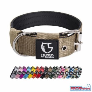 TSPRO タクティカルドッグカラー 1.5インチ幅の犬用カラー 軍用グレードの強力な犬用カラー 太い犬用カラー ヘビーデューティーメタルバ