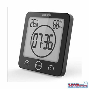 BALDR防水時計 デジタル 温湿度計 防水LCD大画面 シャワー時計 温度 湿度 デジタル 液晶 吸盤 壁掛け 置き時計 お風呂 防水クロック 時間