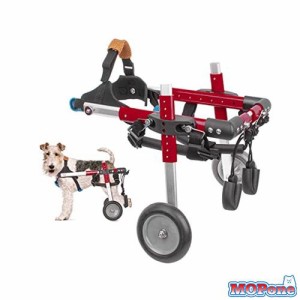 犬用車椅子 後肢リハビリサポート2輪歩行器 犬用カート補助輪 軽量 サイズ調整可能 小型・中型犬用 コーギー 柴犬など 老犬介護 (赤, S)