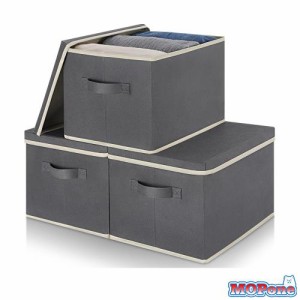 ASXSONN 収納ボックス 蓋付き 3個セット 折り畳み 収納ケース 取っ手付き 蓋付き収納ボックス 大容量 カラーボックス 収納ケース 衣類収