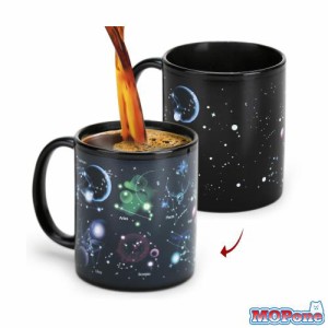 MUGKISS加熱変色コーヒーカップ、12星座誕生日プレゼント男性クリスマスプレゼント夫、プレゼントすべての宇宙奇人、星、惑星、空、天文