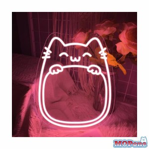 ネオンサイン 猫ネオンライト かわいいのピンクのLEDライト 調光可能 壁飾りライト ホームベッドルーム、パブ、パーティー 装飾ギフト