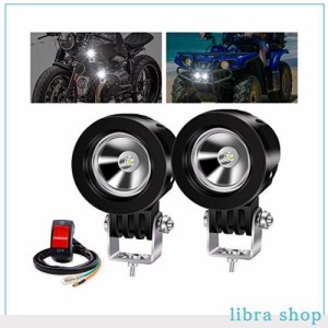 バイクフォグランプ LEDワークライト 10W LED作業灯 狭角 10-30V 6000K ホワイト 高輝度・防水・防塵・長寿命・耐衝撃 丸型 スポットライ