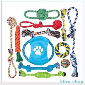 12 個 犬ロープおもちゃ 犬おもちゃ 犬用玩具 噛むおもちゃ ペット用 コットン ストレス解消 セット 丈夫 耐久性 清潔 歯磨き 小/中型犬