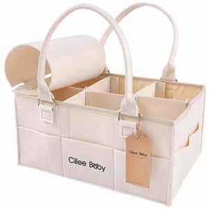 Ciilee Baby おむつストッカー ベビー用品 収納バッグ 多機能 ケース 折りたたみ ベビー 収納ボック 車載旅行用収納バック ふた付き ホワ