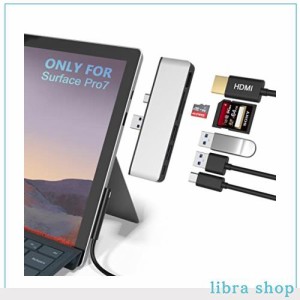 Surface Pro 7 USB ハブ 6-in-2 変換アダプター 4K@30Hz HDMIポート +2*USB 3.0ポート+Type C ポート+SD＆TF（Micro SD）カードリーダー 