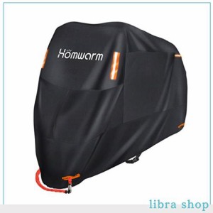 Homwarm バイクカバー 300D厚手 防水 紫外線防止 盗難防止 収納バッグ付き (XXL, ブラック)