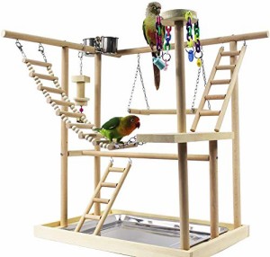 RLK 鳥の巣 鳥遊び場 ケージ スタンド はしご 秋千 食器 水器 ラダー ベル アクリル 噛む玩具 支え 棚 組み合わせ セット