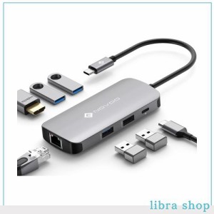 NOVOO 7-in-1 4K@60Hz HDMI USB C 3.0 ハブ Type-C アダプター 4K@60Hz HDMI / 3*USB-A 3.0+USB-A 2.0 / ギガビットイーサネット / PD100