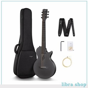 Enya Nova Go アコースティックギター・カーボン一体成型ミニギター初心者キット、ギターケースとギター両方のストラップ付属（ブラックB