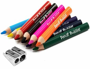 Pencil Buddies 短い 太い色鉛筆 子供用 - 10 三角形ジャンボ色鉛筆 2-6歳 未就学児 幼児 初心者向け 子供向け色鉛筆 - 削り済み幼児用色