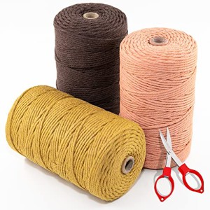 Goreson マクラメ ロープ 紐 糸 手芸紐100%天然染料使用 マクラメ 編み 糸 ナチュラルコットン ひも DIY 手作りコットン糸 直径約3mm (ラ