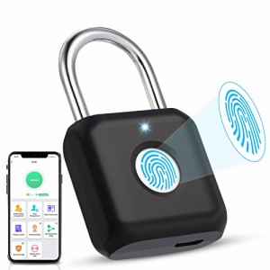 指紋 南京錠 eLinkSmart APP 指紋付き スマートロック生体認証南京錠 USB 充電 南京錠 小型 ジムロッカー 学校 オフィス 収納ボックス