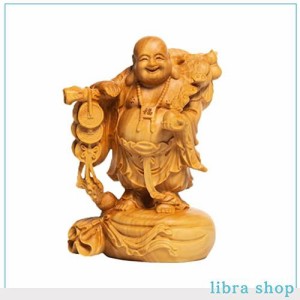 仏像 木彫り ミニ 七福神 置物 布袋 高級天然ツゲ木彫り 布袋様 風水 (高さ10cm)