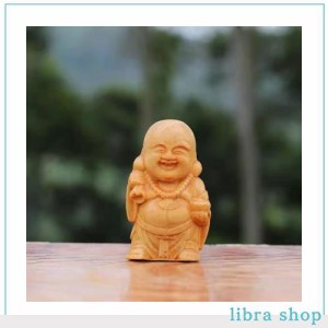 七福神 布袋 天然 崖柏木 仏像 木彫りミニ 布袋さんの置物 風水（高さ6.5cm×巾3cm×奥行2.4cm）